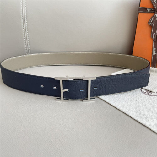 High Quality Luxury Hermes Classic Double-Sided Pebbled Belt – Style 12038