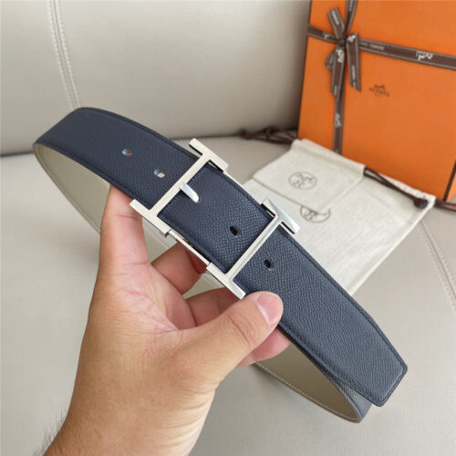 High Quality Luxury Hermes Classic Double-Sided Pebbled Belt – Style 12038 alternate view