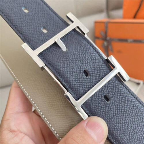 High Quality Luxury Hermes Classic Double-Sided Pebbled Belt – Style 12038 product detail