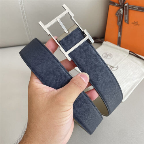 High Quality Luxury Hermes Classic Double-Sided Pebbled Belt – Style 12038 product detail