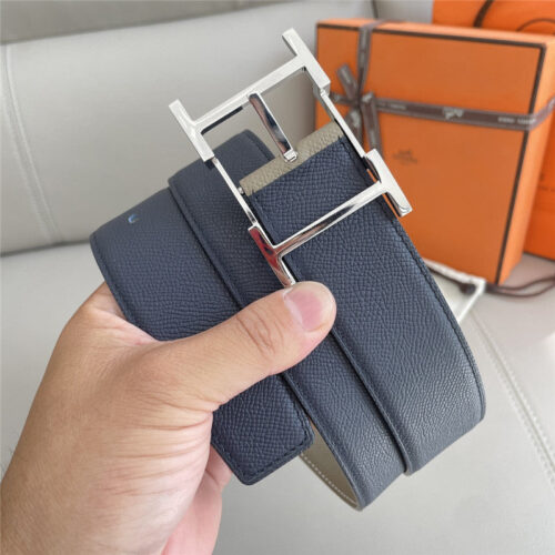 High Quality Luxury Hermes Classic Double-Sided Pebbled Belt – Style 12038 product detail