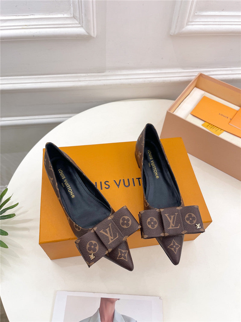 High Quality Luxury Louis Vuitton New Bow Pointed Toe Shoes – Style 85539