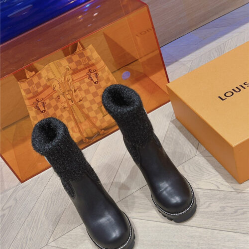 High Quality Luxury Louis Vuitton New Wool High Heel Boots