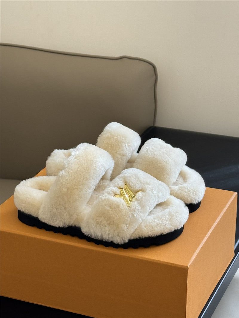High Quality Luxury Louis Vuitton New Wool Slippers
