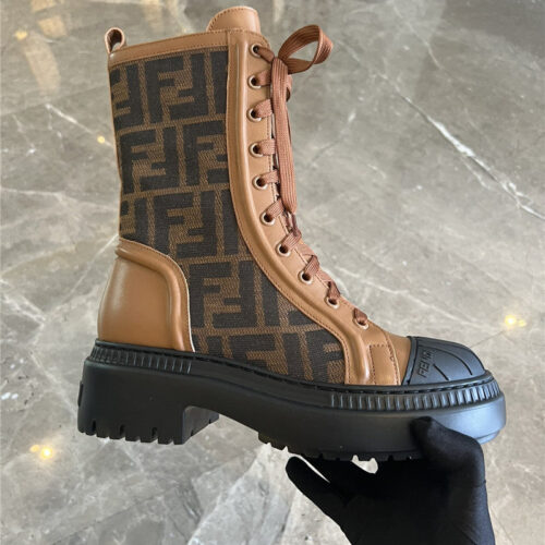 High Quality Luxury Fendi Domino Motorcycle Boots – Style 08275 alternate view
