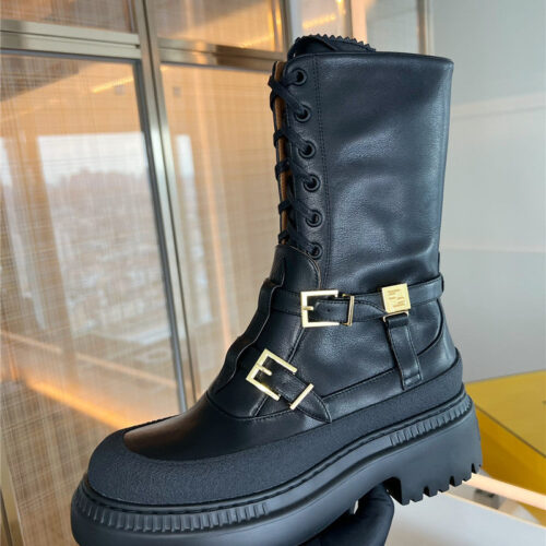 High Quality Luxury Fendi Delfina Round Toe Motorcycle Boots product detail