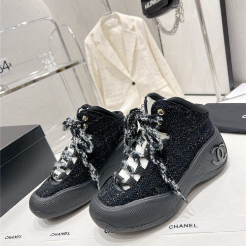High Quality Luxury Chanel Sports Lace-Up Thick-Soled Womens Boots