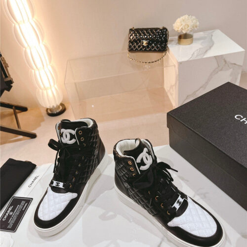 High Quality Luxury Chanel New All-Leather Color Diamond Skateboard Shoes – Style 80166