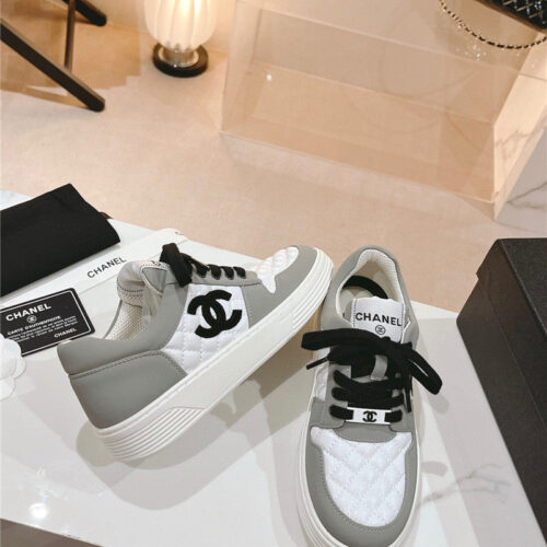 High Quality Luxury Chanel New All-Leather Color Diamond Skateboard Shoes product detail