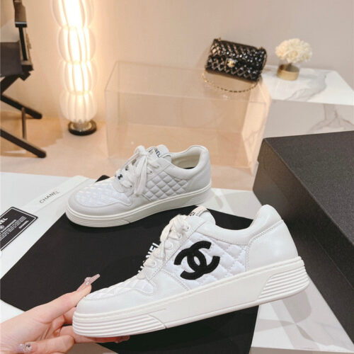 High Quality Luxury Chanel New All-Leather Color Diamond Skateboard Shoes – Style 40614 product detail