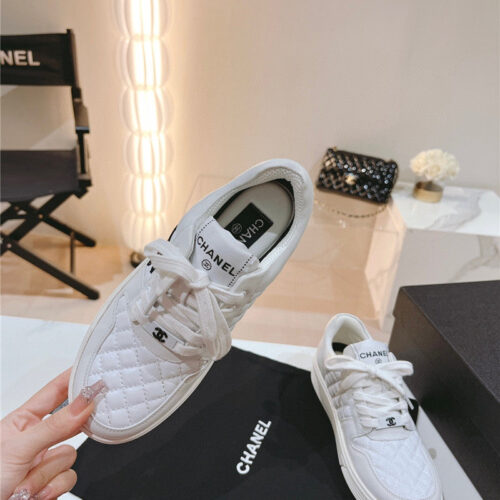 High Quality Luxury Chanel New All-Leather Color Diamond Skateboard Shoes – Style 40614 product detail