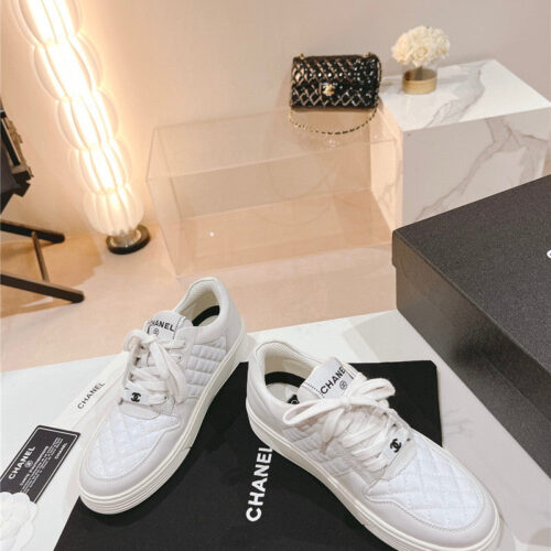 High Quality Luxury Chanel New All-Leather Color Diamond Skateboard Shoes – Style 40614