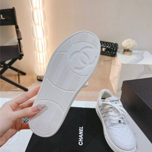 High Quality Luxury Chanel New All-Leather Color Diamond Skateboard Shoes – Style 40614 product detail
