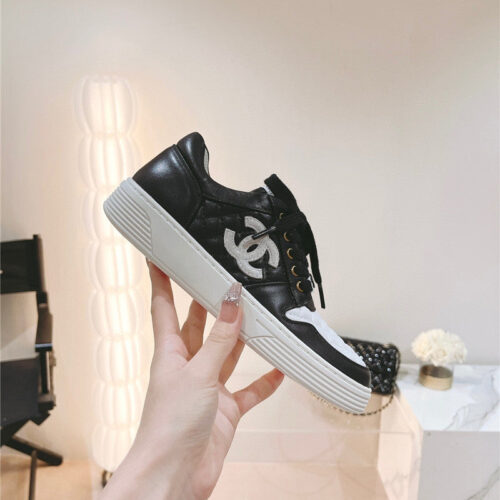 High Quality Luxury Chanel New All-Leather Color Diamond Skateboard Shoes – Style 38918 alternate view
