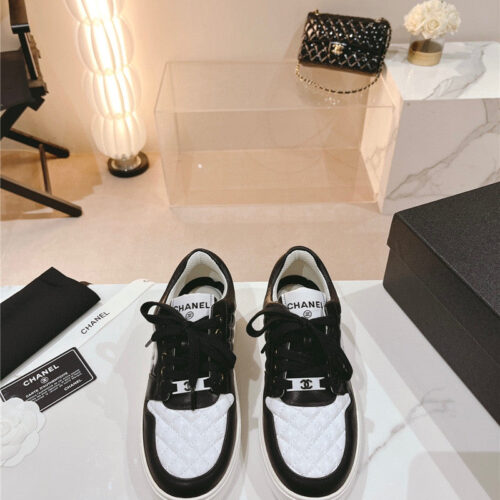 High Quality Luxury Chanel New All-Leather Color Diamond Skateboard Shoes – Style 38918 product detail