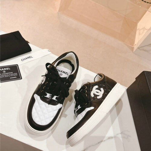 High Quality Luxury Chanel New All-Leather Color Diamond Skateboard Shoes – Style 38918 product detail