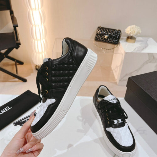 High Quality Luxury Chanel New All-Leather Color Diamond Skateboard Shoes – Style 38918 product detail