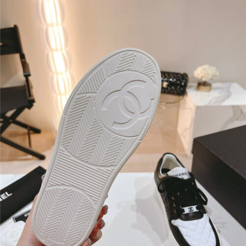 High Quality Luxury Chanel New All-Leather Color Diamond Skateboard Shoes – Style 38918 product detail