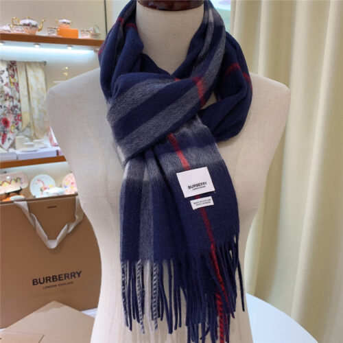 High Quality Luxury Burberry Classic Plaid Cashmere Scarf – Style 24627
