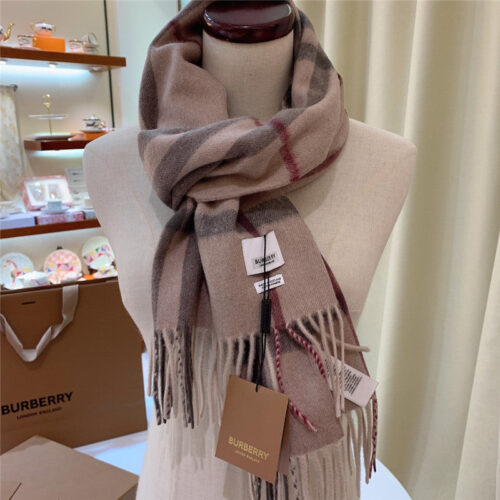High Quality Luxury Burberry Classic Plaid Cashmere Scarf – Style 24635