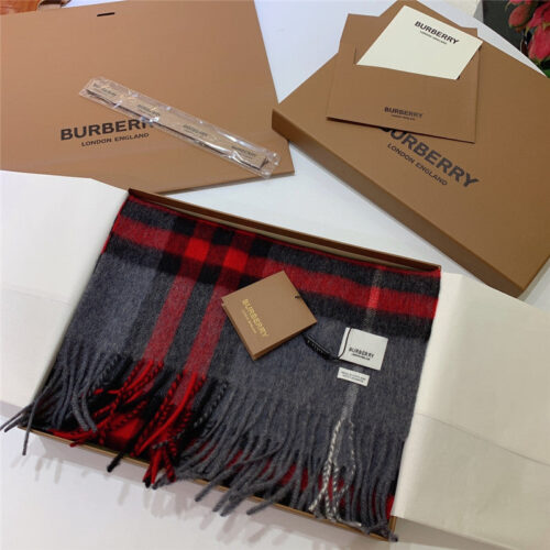 High Quality Luxury Burberry Classic Plaid Cashmere Scarf – Style 24640 product detail