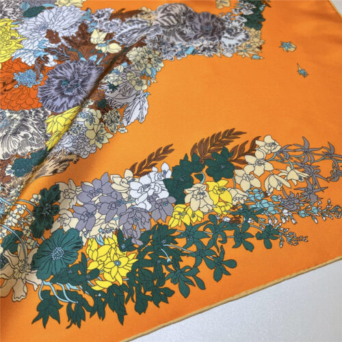 High Quality Luxury Hermes New “Qingyanghuayi” Orange Silk Scarf product detail