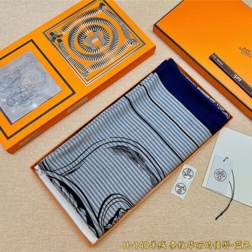 High Quality Luxury Hermes Reins Applique Pique” 140 Cm Shawl – Style 26242 product detail