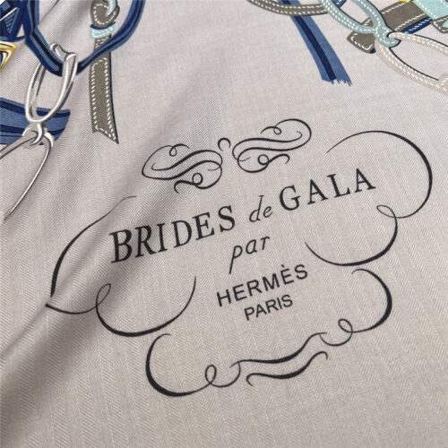 High Quality Luxury Hermes Reins Applique Pique” 140 Cm Shawl – Style 26244 product detail