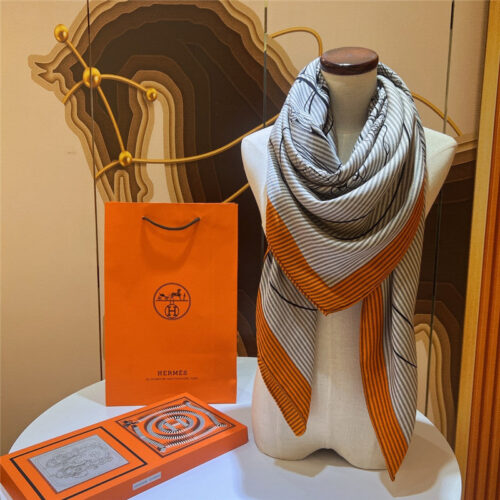 High Quality Luxury Hermes Reins Applique Pique” 140 Cm Shawl product detail