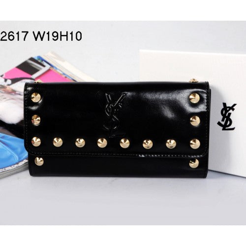 High Quality Luxury Yves Saint Laurent Flap Wallet Black 2671