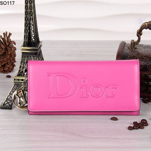 High Quality Luxury Christian Dior Peach Flap Wallet 117