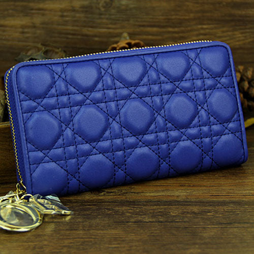 High Quality Luxury Lady Dior Escapade Wallet Sheepskin Leahter D0082 Blue