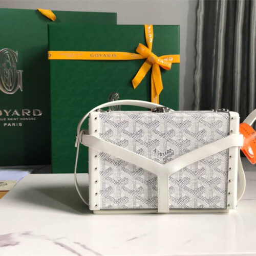 Goyard minaudiere handbag hand studded canvas head leather product photo 1
