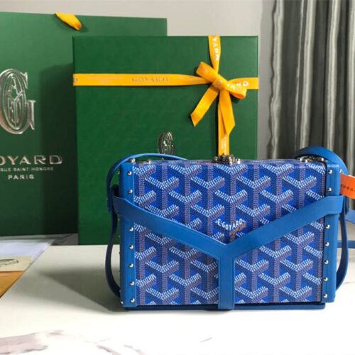 Goyard minaudiere handbag hand studded canvas head leather product photo 1
