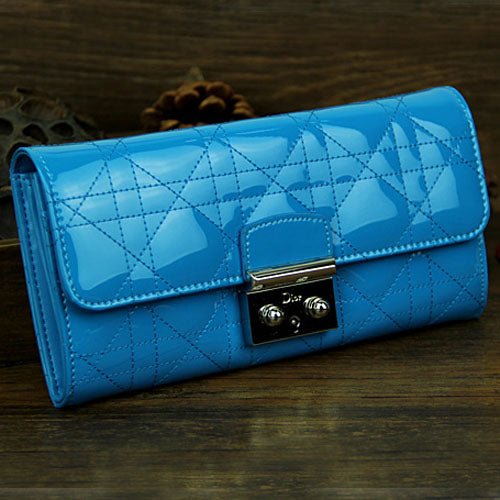 High Quality Luxury Dior Flap Wallet 9002 Sky Blue