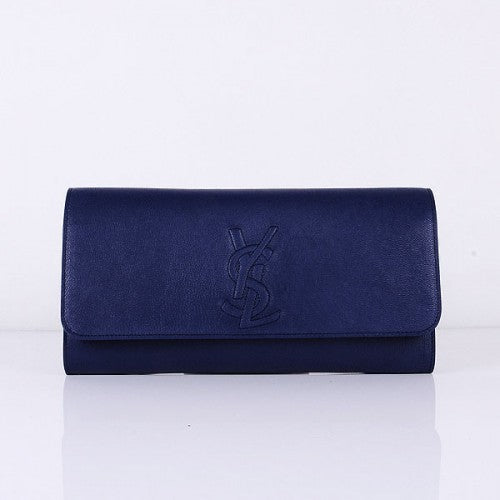High Quality Luxury Yves Saint Laurent Lady Lambskin Leather Purse Sapphire Blue 39321