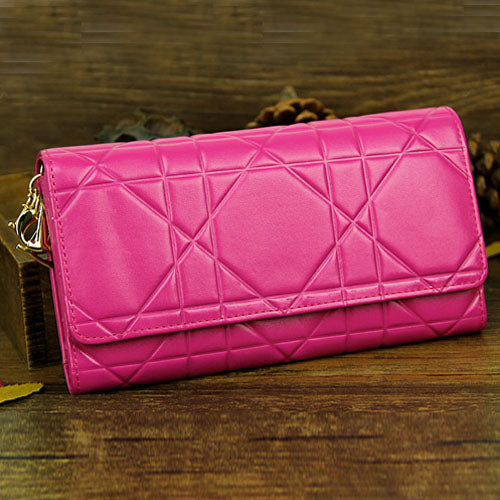 High Quality Luxury Christian Dior Patent Leather Cannage Continental Wallet 0016 Rose