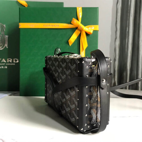 Goyard minaudiere handbag hand studded canvas head leather product photo 2