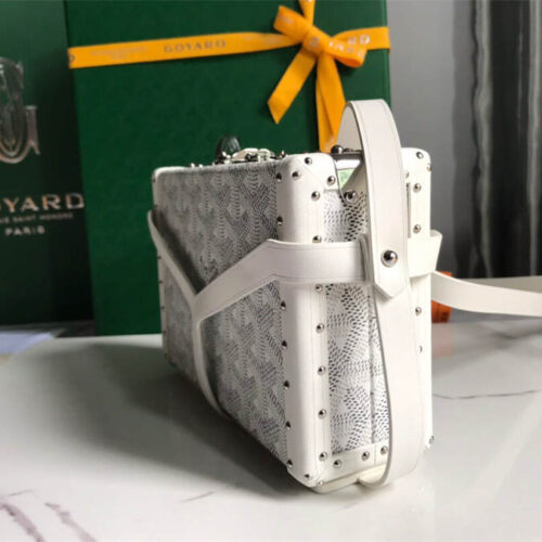 Goyard minaudiere handbag hand studded canvas head leather product photo 2