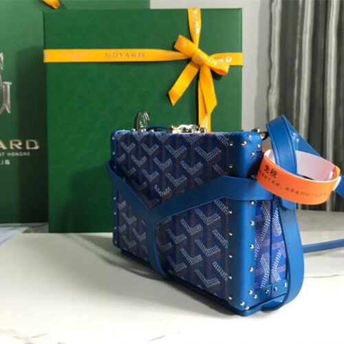 Goyard minaudiere handbag hand studded canvas head leather product photo 2