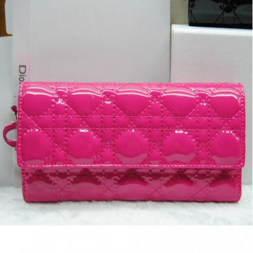 High Quality Luxury Dior Cd086 Wallet Rose In Patent Leahter