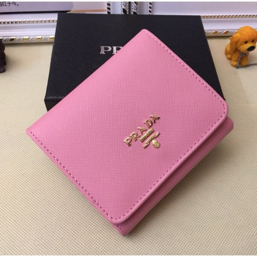 High Quality Luxury Prada 1M0176 Wallets Saffiano Leather In Pink