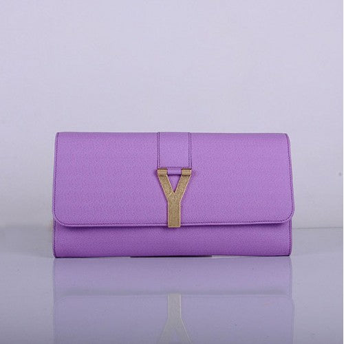 High Quality Luxury Yves Saint Laurent Lady Genuine Leather Purse Purple 39321