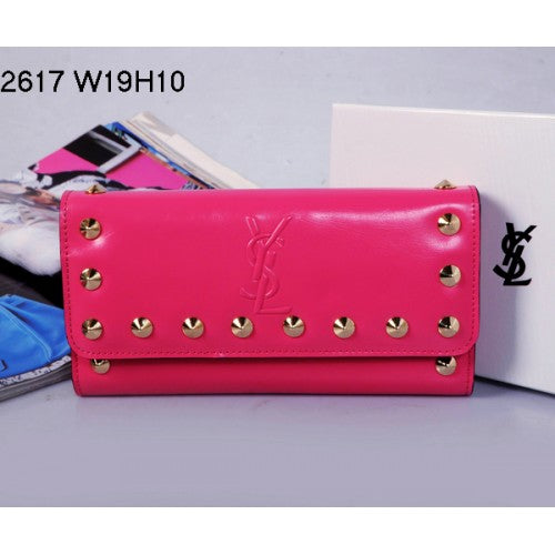 High Quality Luxury Yves Saint Laurent Flap Wallet Rose Red 2671
