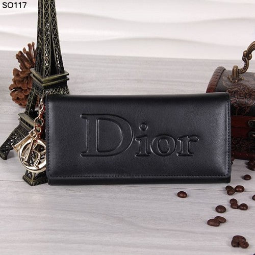 High Quality Luxury Christian Dior Black Flap Wallet 117