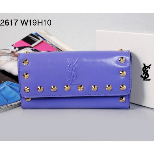 High Quality Luxury Yves Saint Laurent Flap Wallet Purple 2671