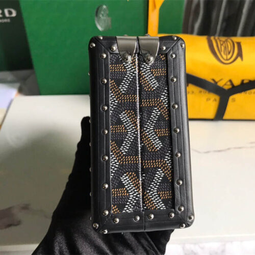 Goyard minaudiere handbag hand studded canvas head leather product photo 4