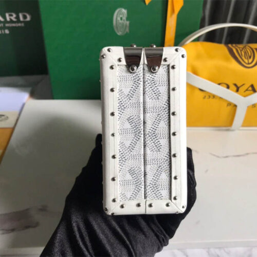 Goyard minaudiere handbag hand studded canvas head leather product photo 4