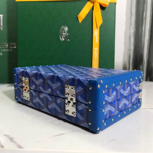 Goyard minaudiere handbag hand studded canvas head leather product photo 4