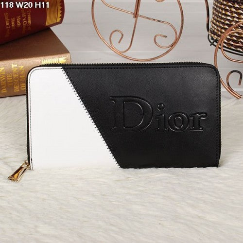 High Quality Luxury Christian Dior Multicolor Black/White Zipper Wallet 118